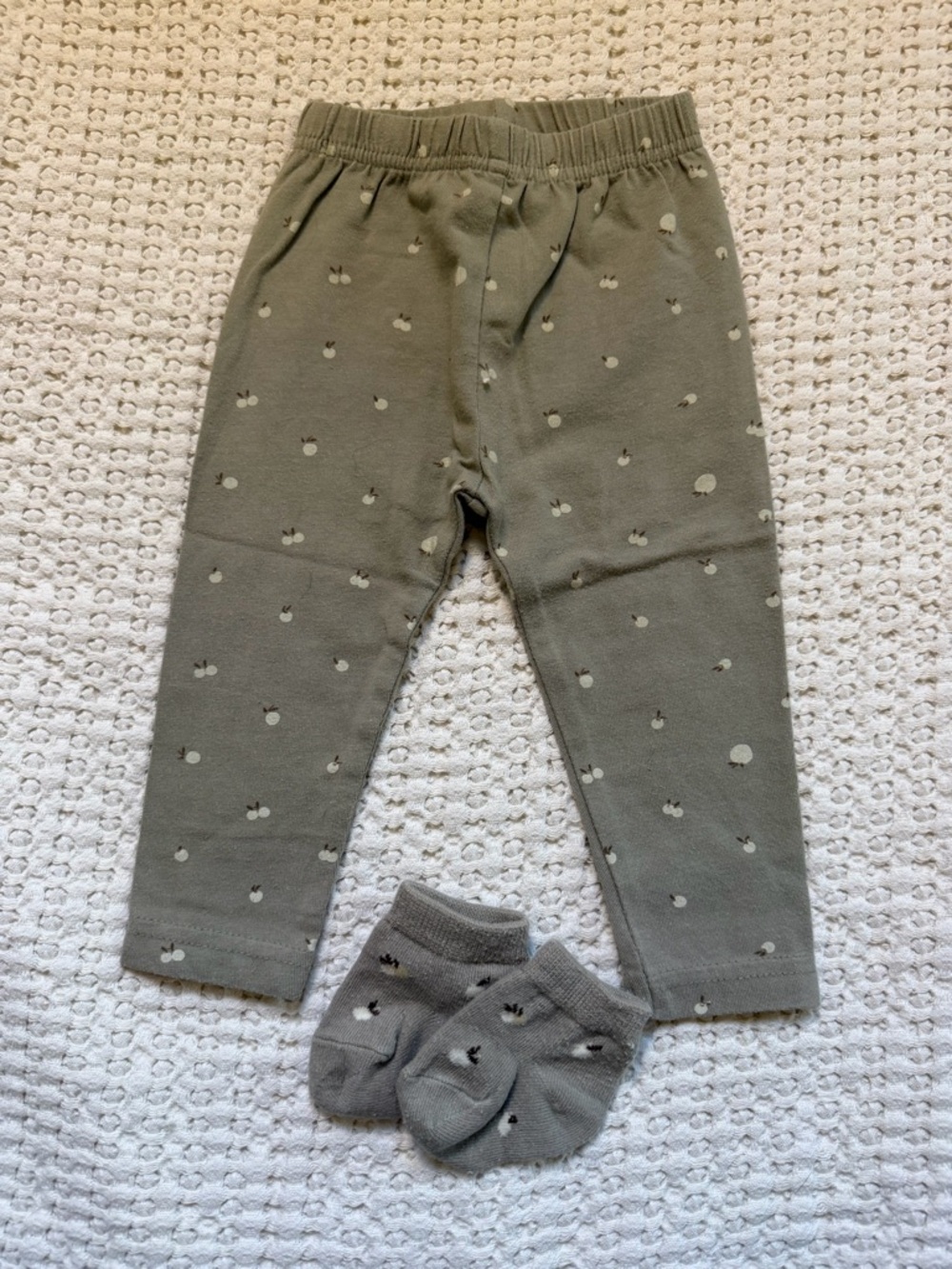 Jamie Kay Olive Green Leggings with Light Dot Print
